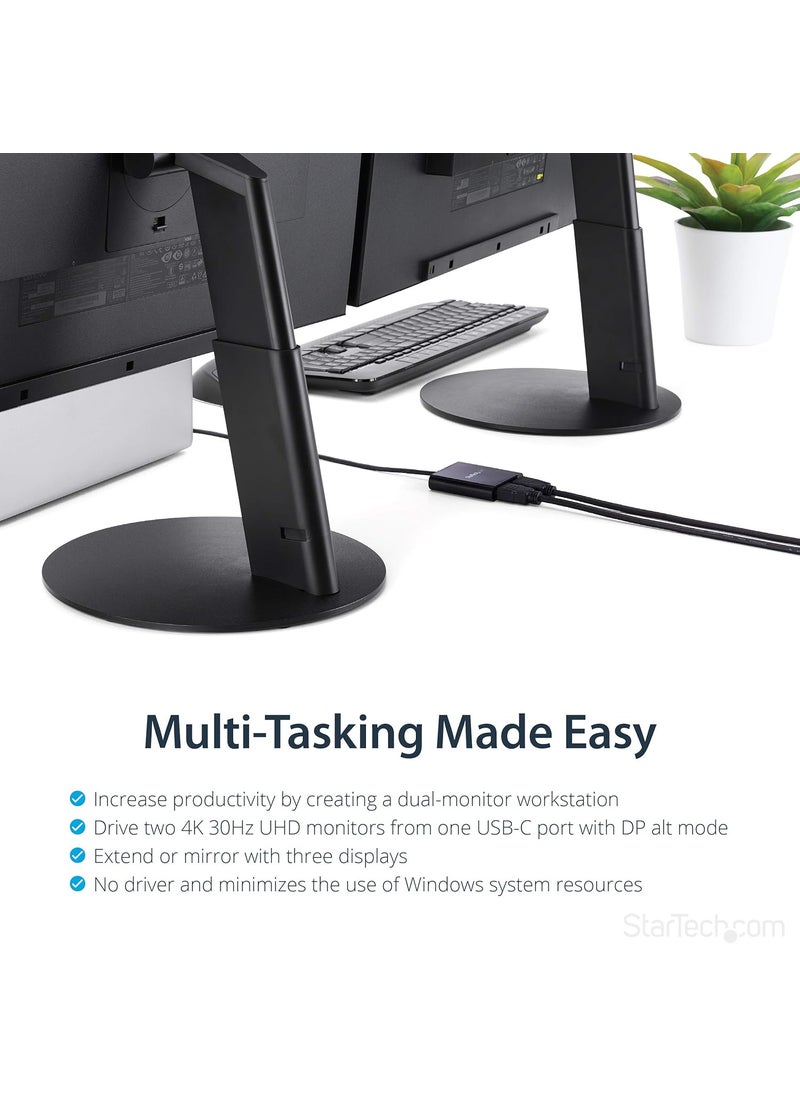 StarTech StarTechcom USBC to Dual HDMI Adapter USB TypeC MultiMonitor MST Hub Dual 4K 30Hz1080p 60Hz HDMI Laptop Display Extender  Splitter ExtraLong BuiltIn Cable Windows Only MSTCDP122HD  - Image 3