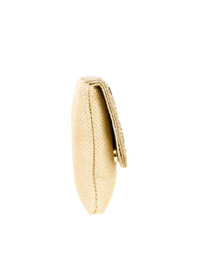 Dollar's Fashion Jute Clutch for Women JF322, Eco Friendly Handbag, Stylish Evening Party Purse, Mini Bag for Wedding, Beach, Casual and Formal Use, Lightweight with Secure Closure (Gold) - Image 3