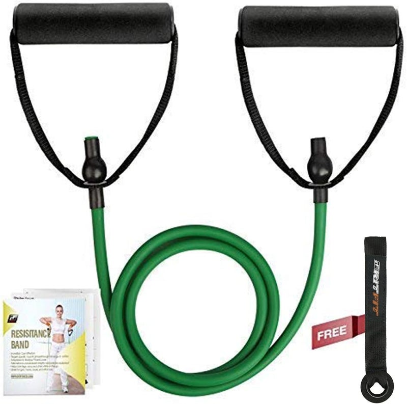 RitFit Single Resistance Exercise Band with Comfortable Handles - Ideal for Physical Therapy, Strength Training, Muscle Toning - Door Anchor and Starter Guide Included - Image 1