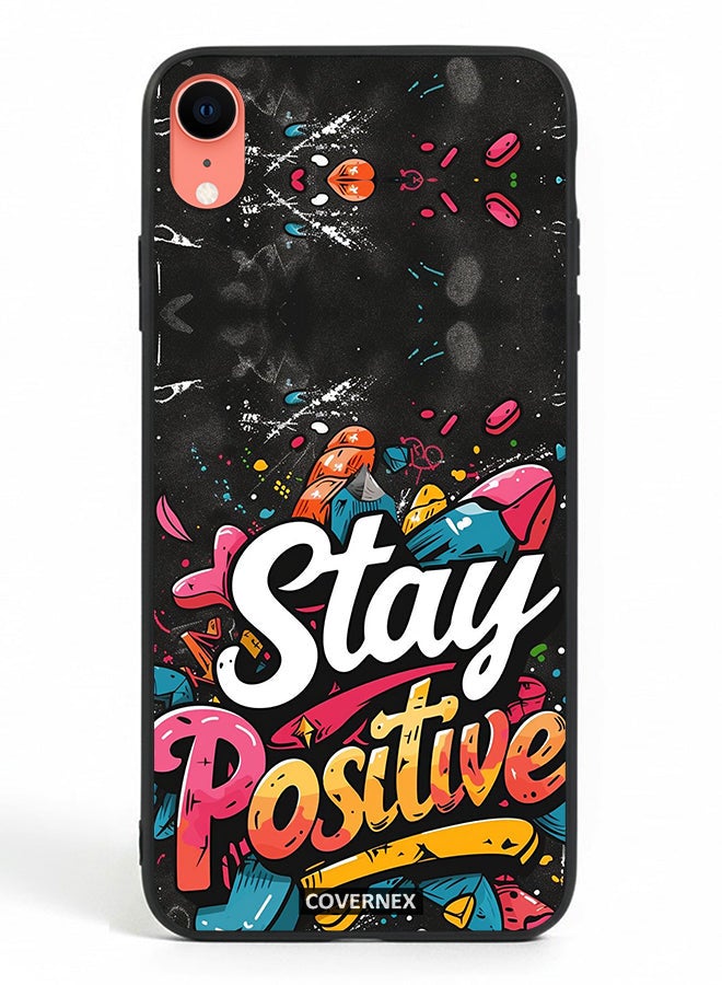 Covernex Apple iPhone XR Protective Case Cover Printed Featuring Stay Positive Street Art - Image 2