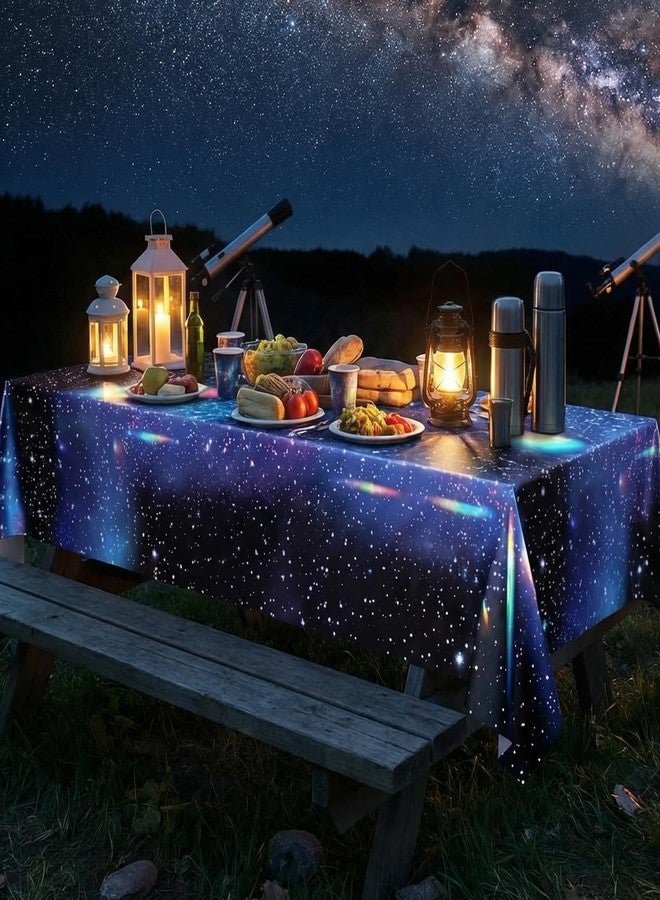 NiHome 3-Pack Iridescent Disposable Tablecloth 54"x108", Adds Sparkle to Birthdays, Holidays, Outdoor Parties, Family Reunions, School Events, Durable Waterproof BOPP Film with Easy Cleanup (Galaxy) - Image 4