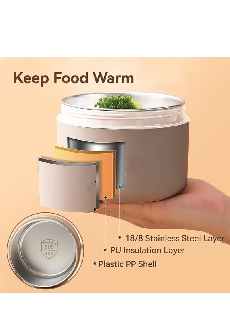 Lucky Insulated Stainless Steel Bento Lunch Box Set - Portable Thermal Food Container with Bag Induction Cooker & Microwave Safe - Keep Warm Lunch Box for Adults and Kids (Khaki 34oz)  - Image 2
