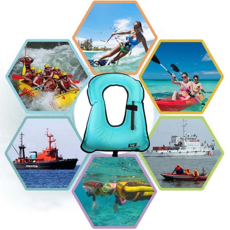 WACOOL Inflatable Snorkel Diving Swimming Scuba Vest Jacket for Adult Youth Kids (Adult, Sky Blue) - Image 5