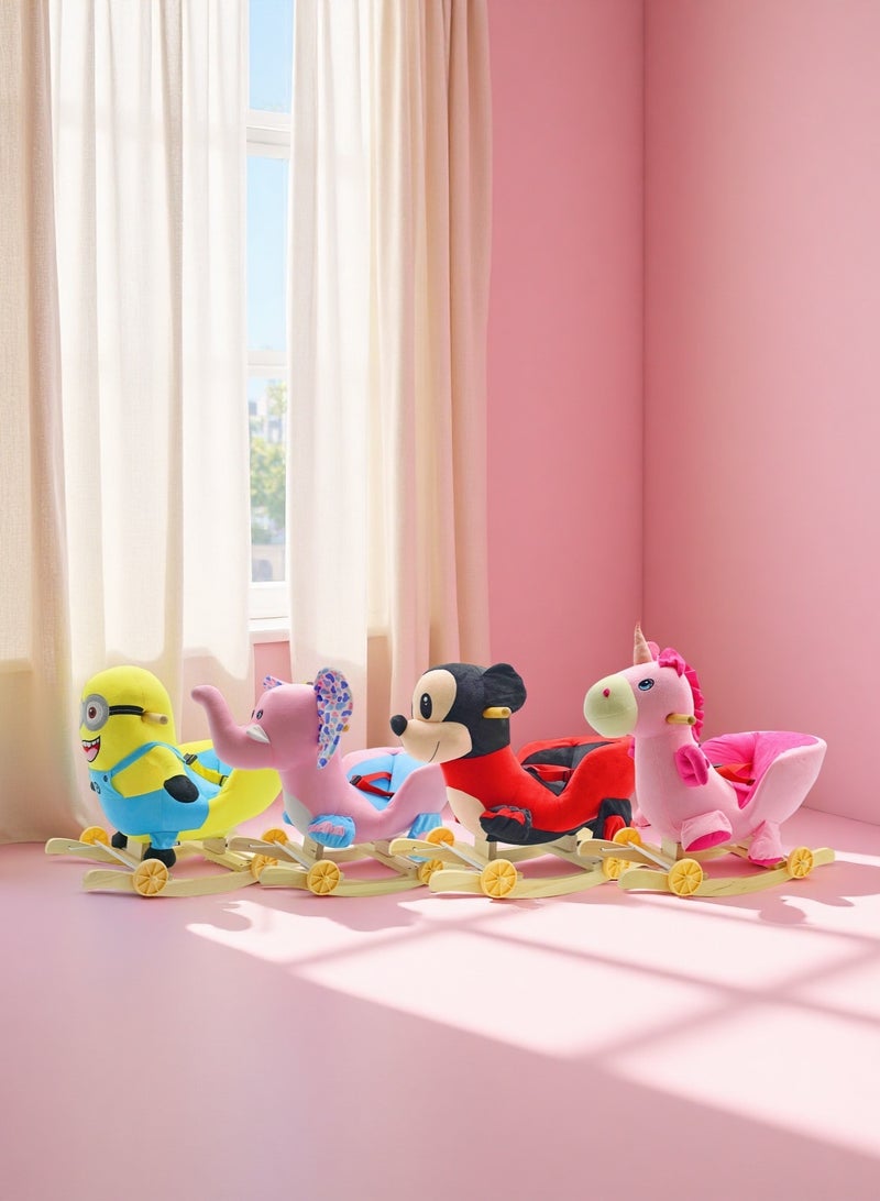 EASY FUTURE Plush Mickey 2-in-1 Rocking Horse & Ride-On Toy Rocker with Wheels for Toddlers and Kids - Image 4