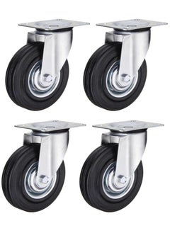 ROBUSTLINE Set Of 4 Caster Wheel Flat Orange Pu Heavy 1.1/2 Inch Plate Type 100Kg Per Pc Capacity For Trolleys Furniture And Other Moving Tools 