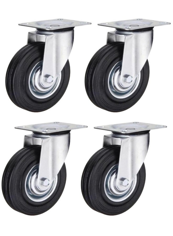 ROBUSTLINE Set Of 4 Caster Wheel Flat Orange Pu Heavy 1.1/2 Inch Plate Type 100Kg Per Pc Capacity For Trolleys Furniture And Other Moving Tools 