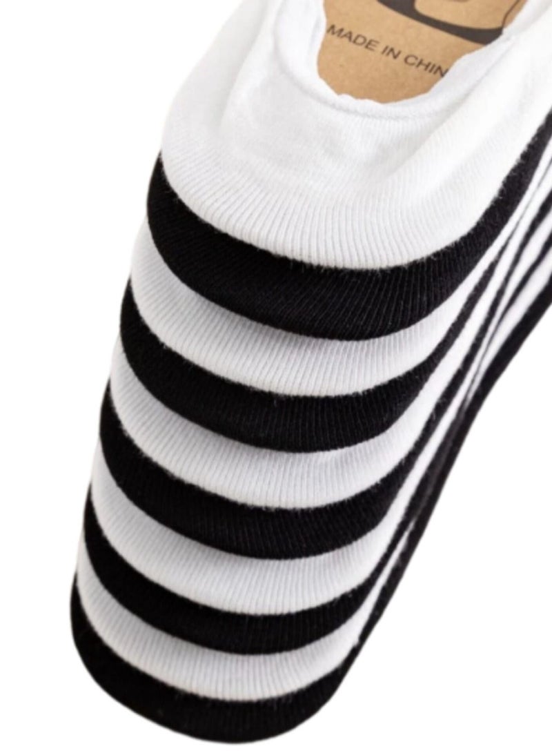 Cotton Casual Socks, Set of 10 Pairs, White and Black  - Image 3