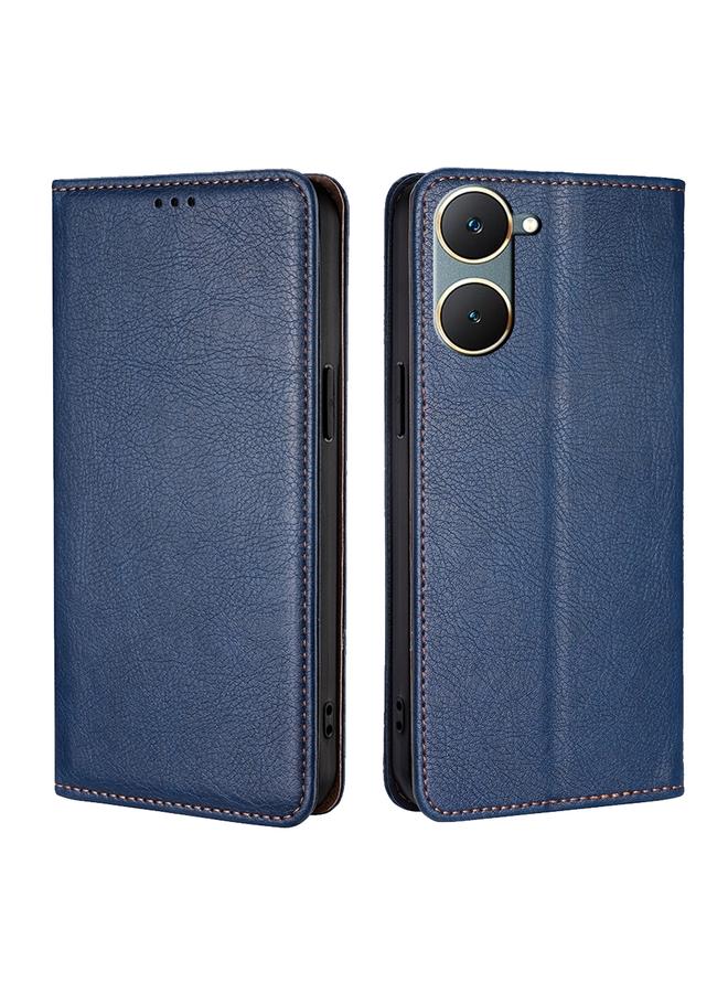 Green Tiger For vivo Y03 4G Gloss Oil Solid Color Magnetic Leather Phone Case(Blue)