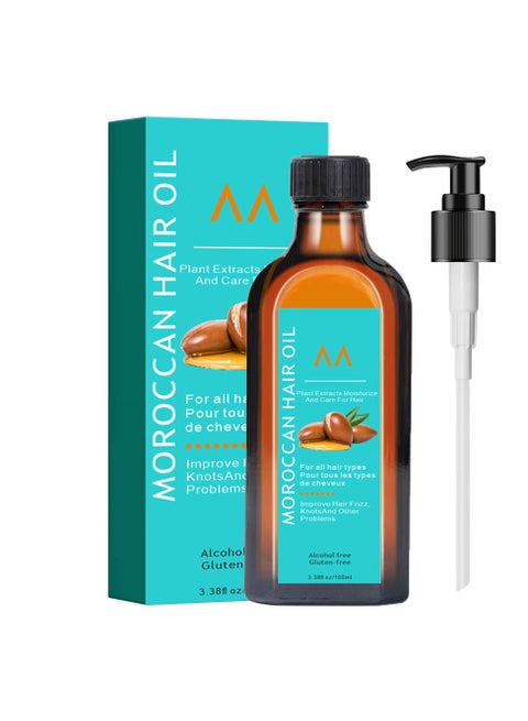 Treatment Moroccan Hair Oil, Original Argan Oil Serum, Nourish Frizzy Hair, Smooth and Shiny Hair Conditioner, for All Hair Types 100ML