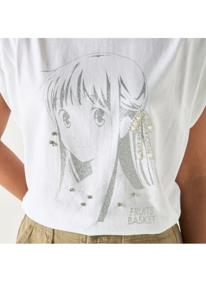 SP Characters Fruit Basket Print Crew Neck T-shirt with Extended Sleeves  - Image 2