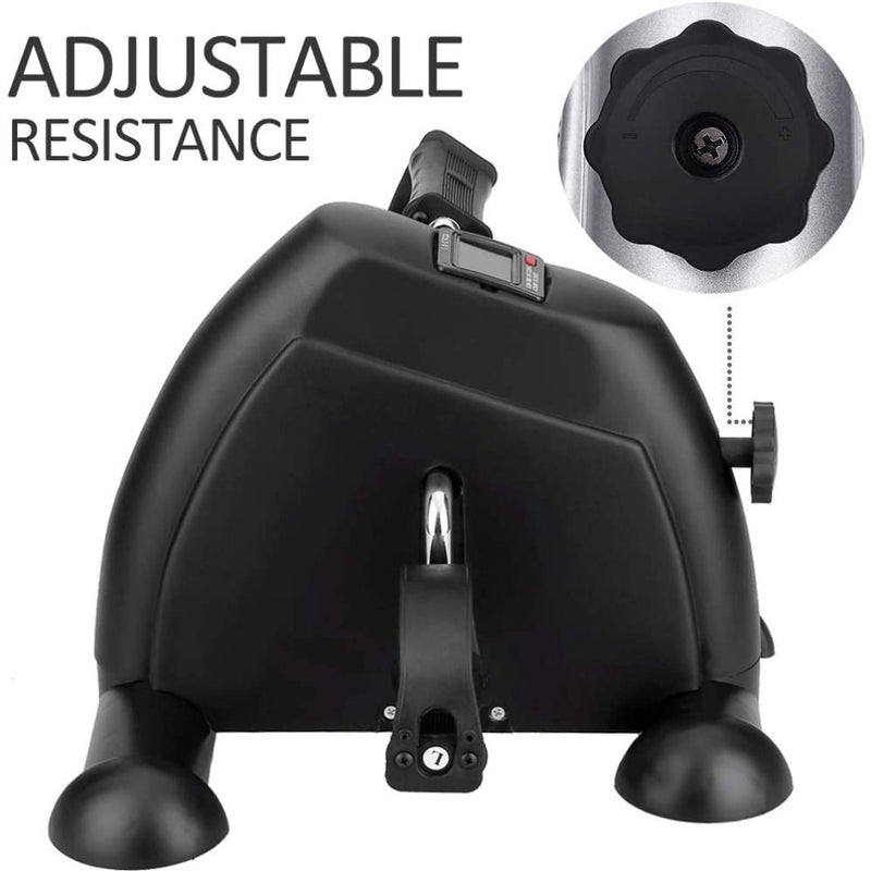 e World Mini Exercise Bike, Under Desk Bike Pedal Exerciser - Portable Foot Cycle Machine - Arm and Leg Peddler Machine with LCD Screen Displays Black - Image 5
