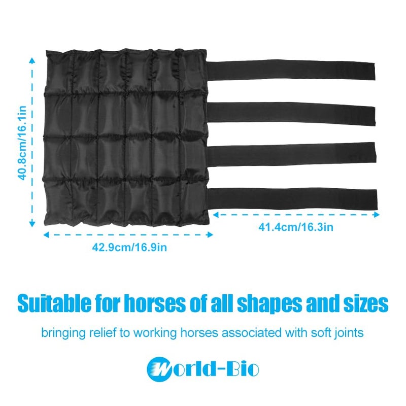 WORLD-BIO Horse Ice Boots (2pcs)/Horse Ice Pack for Injuries/Swelling, Horse Leg Ice Wraps with Flexible Straps for Horse Hock, Ankle, Knee, Legs&Horse Hooves,& Horse Gift Ideas for Horse Lovers-Black - Image 4