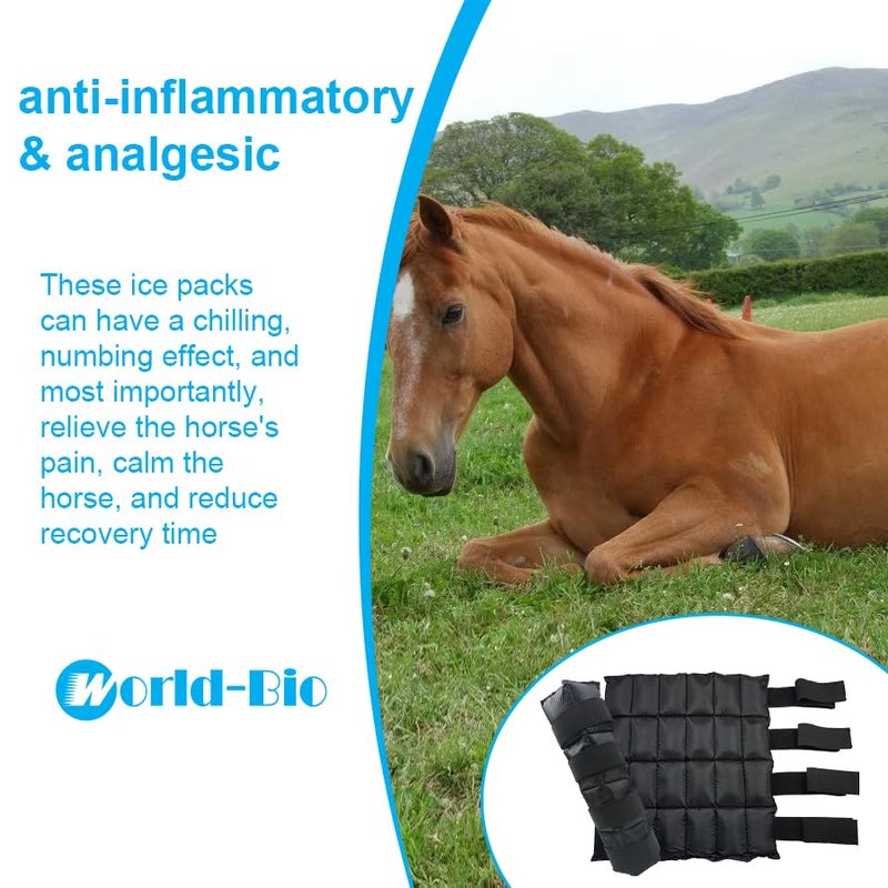 WORLD-BIO Horse Ice Boots (2pcs)/Horse Ice Pack for Injuries/Swelling, Horse Leg Ice Wraps with Flexible Straps for Horse Hock, Ankle, Knee, Legs&Horse Hooves,& Horse Gift Ideas for Horse Lovers-Black - Image 3