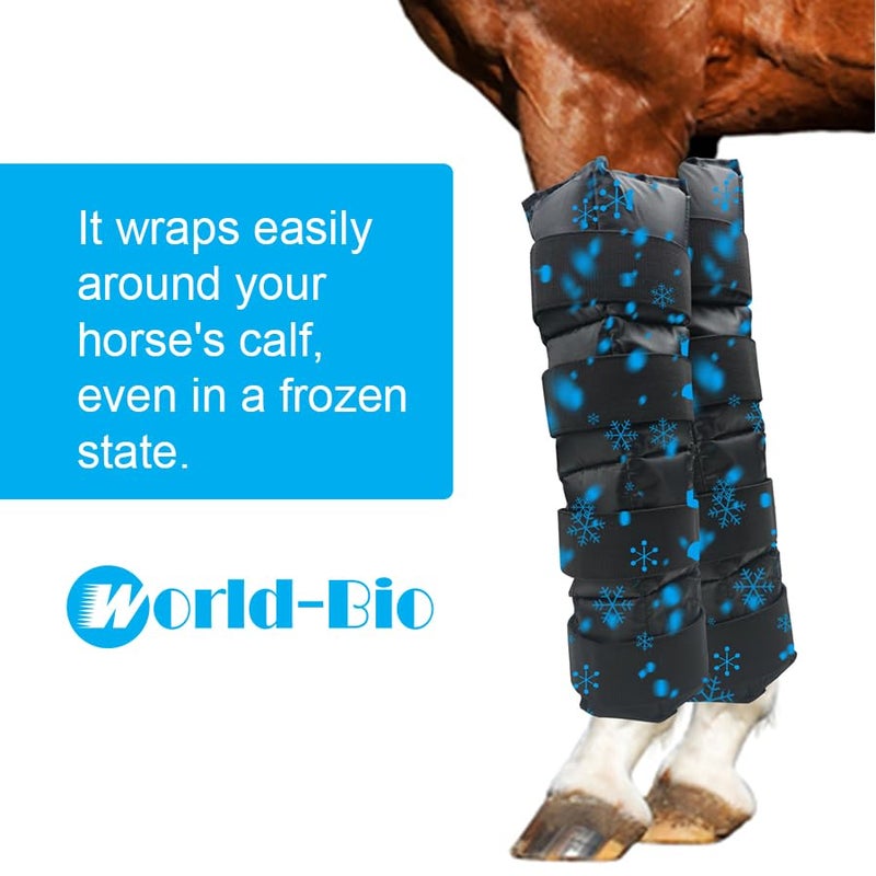 WORLD-BIO Horse Ice Boots (2pcs)/Horse Ice Pack for Injuries/Swelling, Horse Leg Ice Wraps with Flexible Straps for Horse Hock, Ankle, Knee, Legs&Horse Hooves,& Horse Gift Ideas for Horse Lovers-Black - Image 2