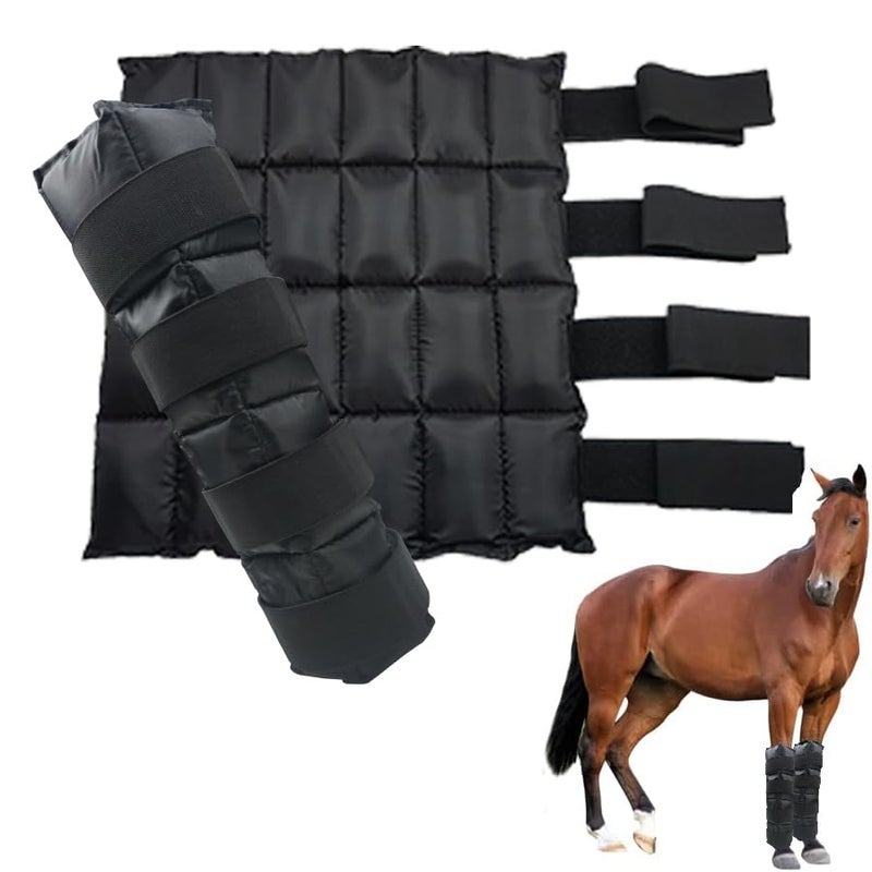 WORLD-BIO Horse Ice Boots (2pcs)/Horse Ice Pack for Injuries/Swelling, Horse Leg Ice Wraps with Flexible Straps for Horse Hock, Ankle, Knee, Legs&Horse Hooves,& Horse Gift Ideas for Horse Lovers-Black - Image 1