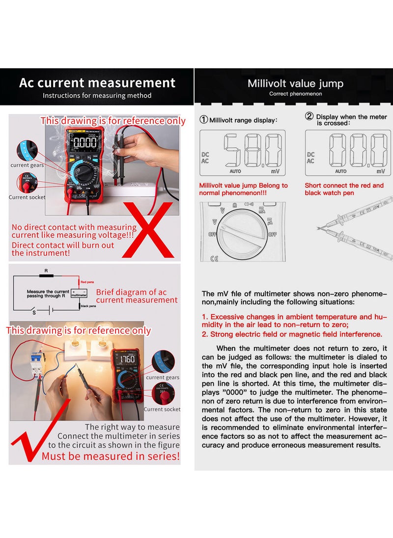 ANENG - ANENG AN113D Digital Multimeter Electrical Meter 6000 Counts DC/AC Current Voltage Tester Meters True RMS Auto Ranging LCD Display Temperature Measurement - Image 1