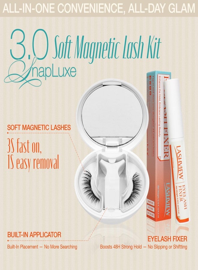 LASHVIEW Upgrade Magnetic Eyelashes with Applicator Soft Magnetic Eyelashes Natural Look Reusable No Glue Needed Easy to Wear and Remove (YT24) - Image 3