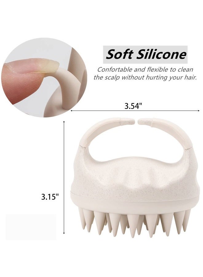 BTYMS Hair Scalp Massager Shampoo Brush Hair Scrubber Scalp Shampoo Brushes Hair Washing Brush Silicone Scalp Exfoliator for Dandruff Removal- Beige - Image 2