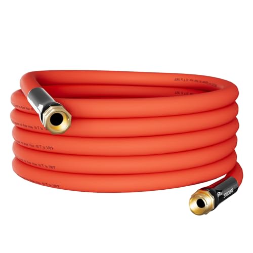 SPECILITE 34 HotCold Garden Water Hose 25 ft 50190Flexible Lightweight With 34 Brass Fittings for Yard Outdoor Farm Red - Image 1