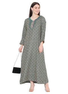 HANA & SARA CREATIVE THREAD EMBROIDERY WITH STYLISH PRINTED DESIGN ARABIC KAFTAN FARASHA DRESSES  - Image 1