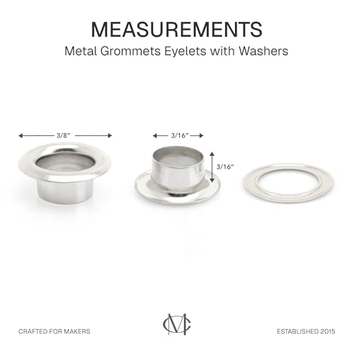 CRAFTMEMORE 3/16" (5MM) Hole Size 100 Sets Silver Metal Grommets Eyelets with Washers for Bead Cores, Clothes, Leather, Canvas (Silver) - Image 4