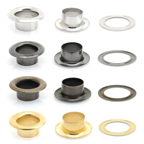 CRAFTMEMORE 3/16" (5MM) Hole Size 100 Sets Silver Metal Grommets Eyelets with Washers for Bead Cores, Clothes, Leather, Canvas (Silver) - Image 5