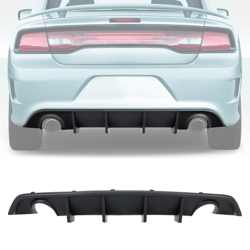 HECASA Rear Diffuser Compatible with 20122014 Dodge Charger SRT8 V2 Style Rear Bumper Diffuser Lip Splitter Valance Matte Black