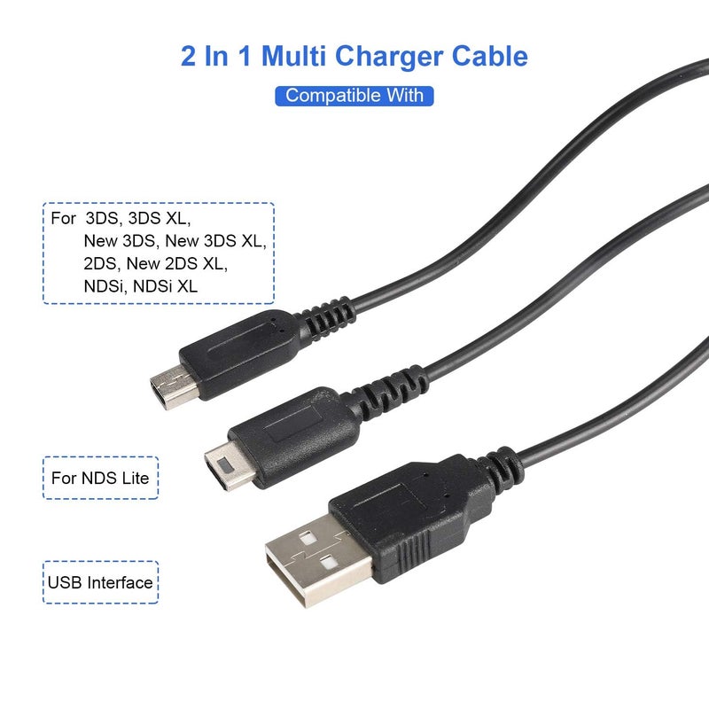 eWINNER 2 in 1 USB Charger Cable Compatible With Nintendo DS Lite, 3DS, 2DS, DSi (XL/LL) - Not for Original DS - Image 2