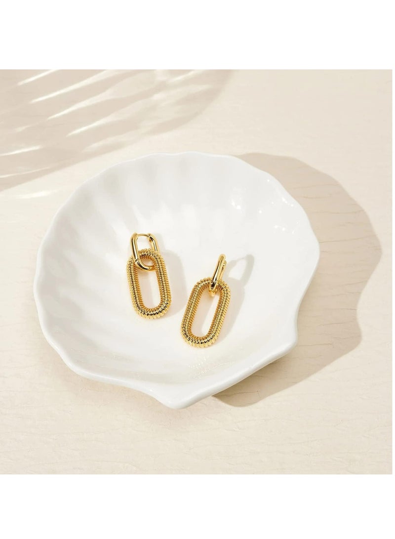 إسكدنيا أقراط دائرية مكتنزة مطلية بالذهب عيار 18 قيراطًا للنساء خفيفة الوزن وعصرية كهدية - Image 5