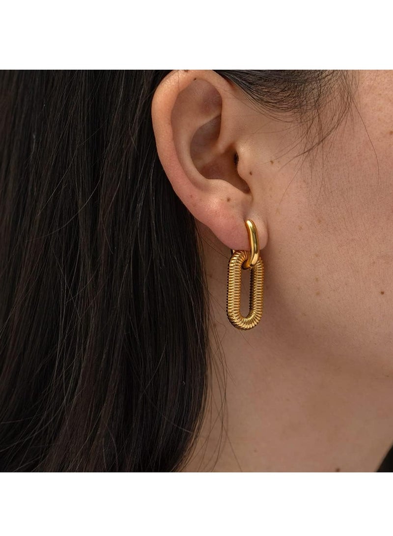 إسكدنيا أقراط دائرية مكتنزة مطلية بالذهب عيار 18 قيراطًا للنساء خفيفة الوزن وعصرية كهدية - Image 4