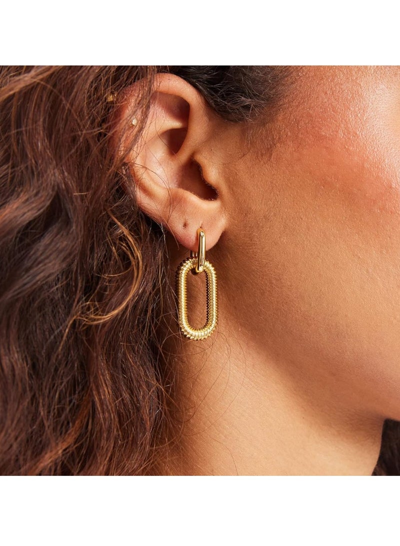 إسكدنيا أقراط دائرية مكتنزة مطلية بالذهب عيار 18 قيراطًا للنساء خفيفة الوزن وعصرية كهدية - Image 1