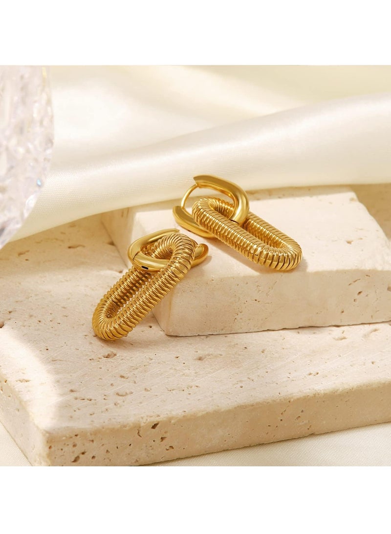 إسكدنيا أقراط دائرية مكتنزة مطلية بالذهب عيار 18 قيراطًا للنساء خفيفة الوزن وعصرية كهدية - Image 3