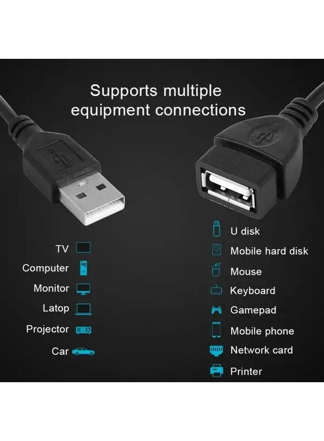 2 Pack USB 2.0 A Male To Female Extension Cable 60cm Data Sync Charger Cord - Image 3