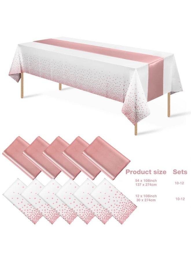 KINGMAZI Value 5-Pack: Disposable PEVA Dot Table Cover with Elegant Table Runner, Waterproof Stainproof for Parties & Gatherings - Image 1