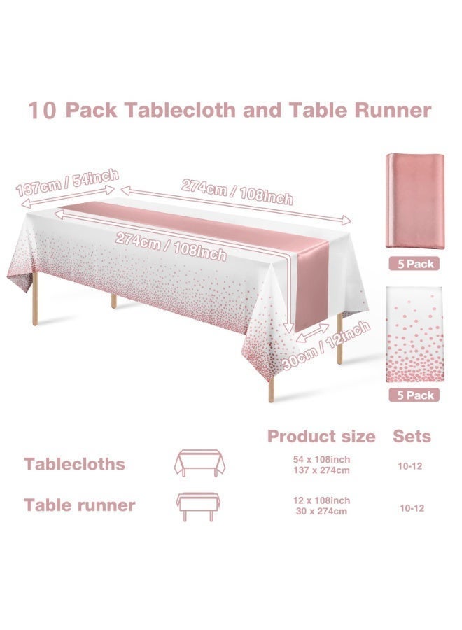 KINGMAZI Value 5-Pack: Disposable PEVA Dot Table Cover with Elegant Table Runner, Waterproof Stainproof for Parties & Gatherings - Image 2