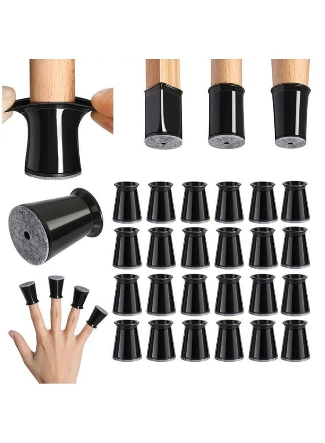 Arabest 24 PCS Silicone Chair Leg Floor Protectors, Elastic Durable Material for Anti-Scratch & Noise Reduction, Universal Fit for Round/Square Furniture Legs, Black with Gray Background - Image 1