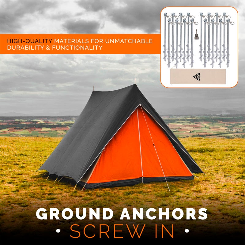 MightyPhine Ground Anchors Screw In - 12"" Set Of 16 With Drill Bit - Earth Anchors - Ground Stakes Heavy Duty - Mobile Home Anchors - Shed Anchor Kit - Swing Set Anchors - Tree Stakes - Awning Canopy Anchor - Image 2