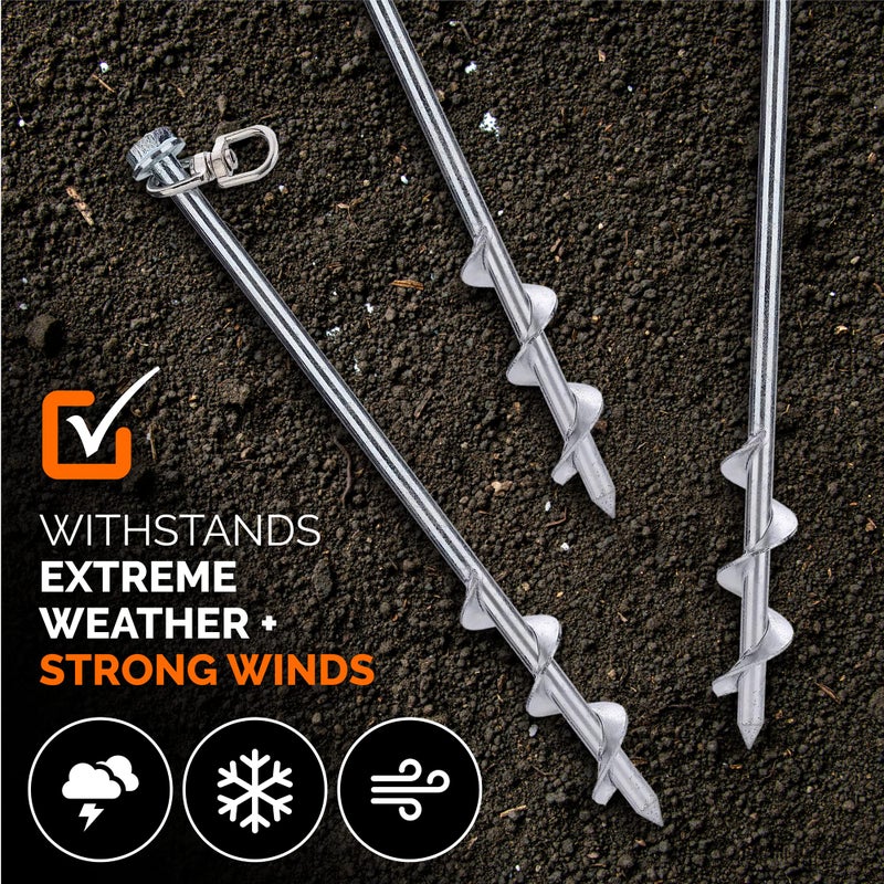 MightyPhine Ground Anchors Screw In - 12"" Set Of 16 With Drill Bit - Earth Anchors - Ground Stakes Heavy Duty - Mobile Home Anchors - Shed Anchor Kit - Swing Set Anchors - Tree Stakes - Awning Canopy Anchor - Image 4