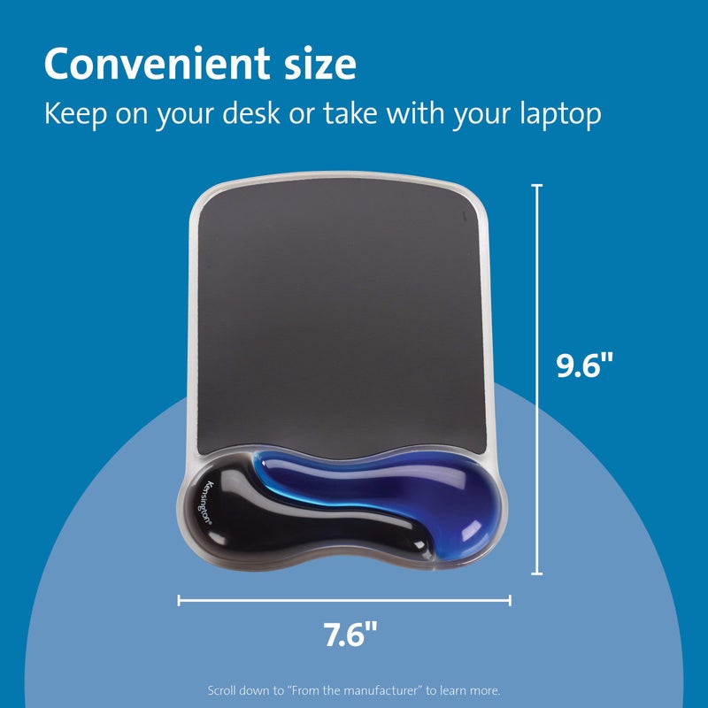 Kensington Duo Gel Mouse Pad with Wrist Rest, Ergonomic Wrist Support for Pain Relief, Comfortable Non-Skid Gel Pad for Computer, Laptop, Office & Home 9.6" x 7.6", Blue K62401AM - Image 2