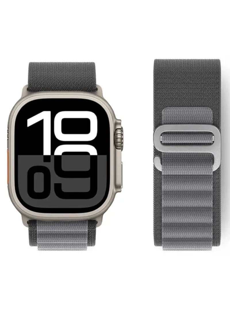 أكاليكس سوار Alpine Loop متوافق مع ساعات Apple Watch مقاسات 42 مم، 44 مم، 45 مم، 46 مم، 49 مم، سوار رياضي ناعم منسوج، سوار معصم بديل قابل للتعديل لساعات Apple Watch Series Ultra / SE / Series 1/2/3/4/5/6/7/8/9/10/11 - رمادي داكن - Image 1