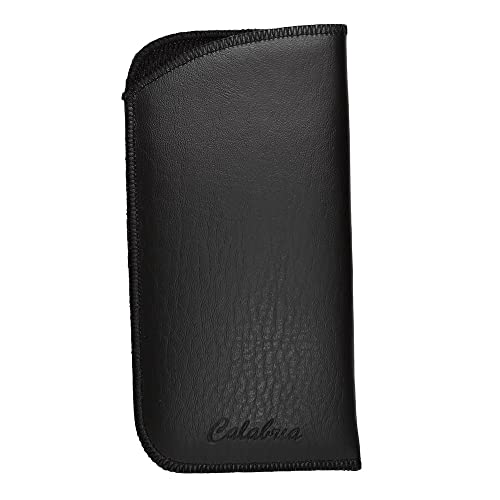 Calabria Soft SlipIn Glasses Case Vertical Pocket Clip Black Men Women Faux Leather Felt Eyeglasses Pouch Sunglasses Holder