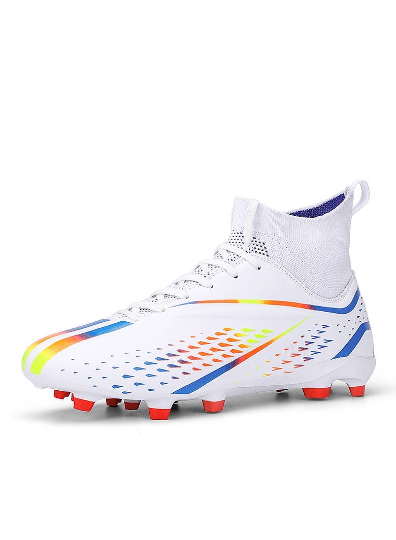 xozgdovg Spike sneakers TF training shoes Football shoes non-slip(Spike bright white)  - Image 1