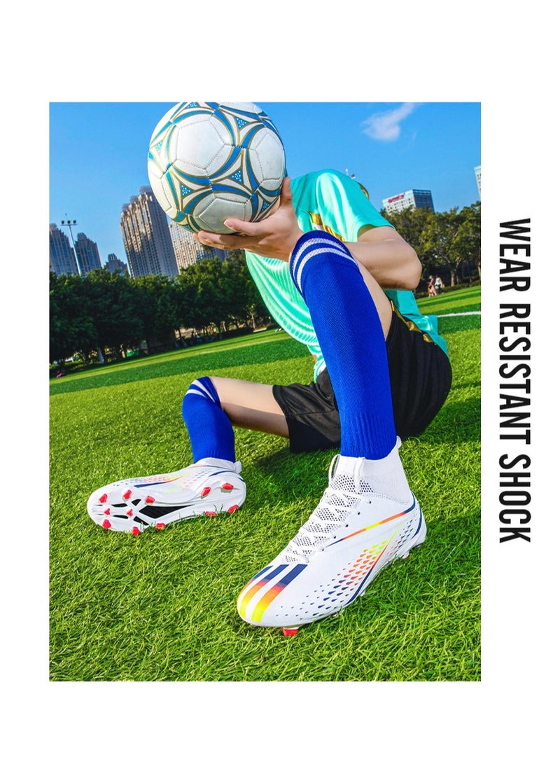 xozgdovg Spike sneakers TF training shoes Football shoes non-slip(Spike bright white)  - Image 3