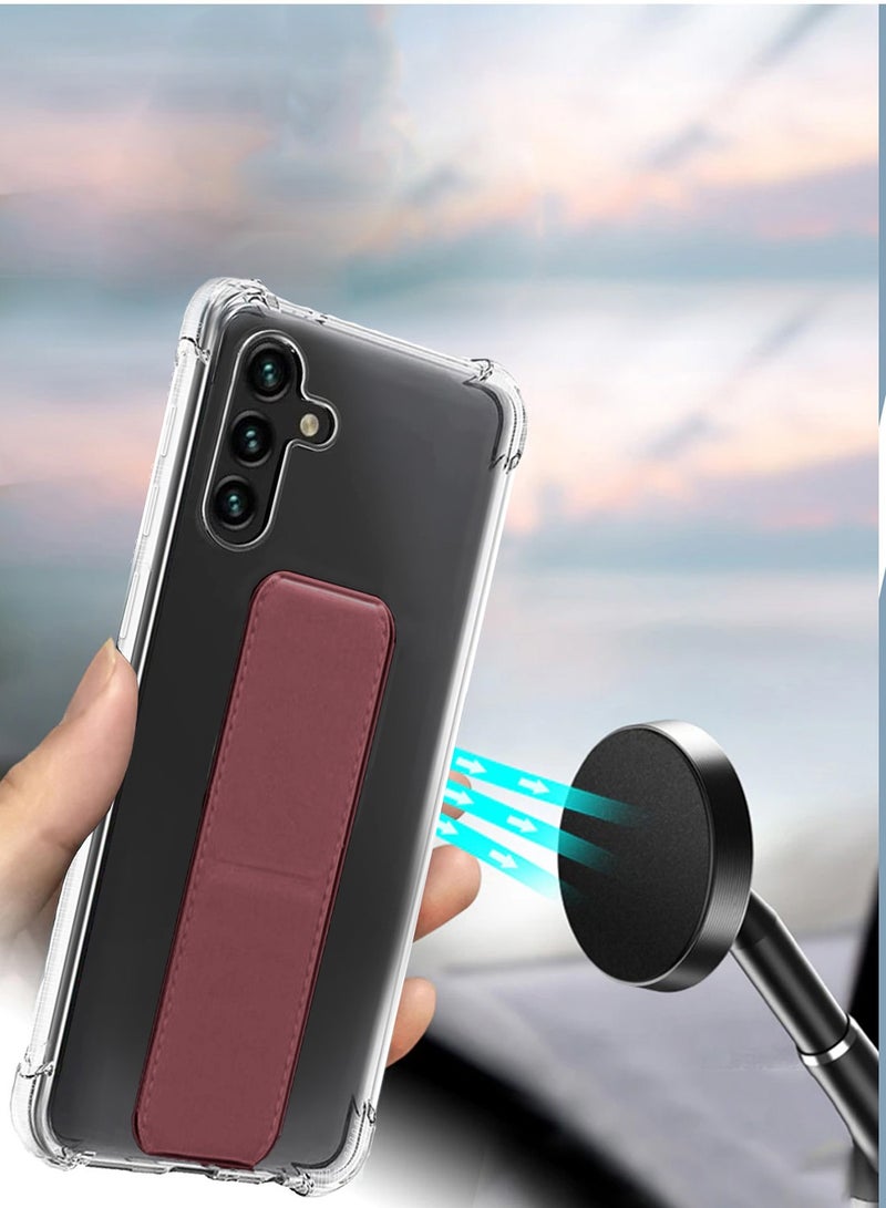 Wtech TPU Hand Grip Air Pillow Case Cover For Samsung Galaxy A25 5G 2023 Clear/Maroon - Image 2