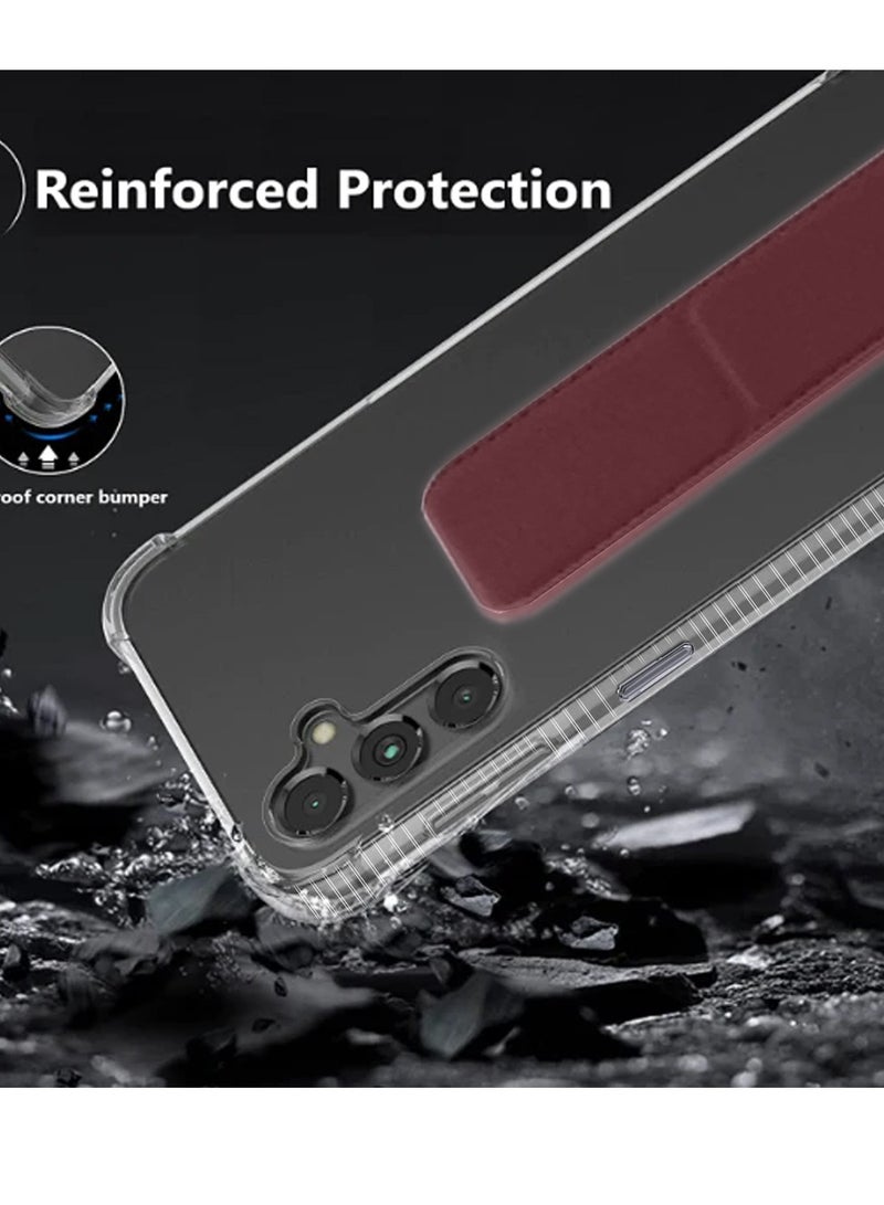 Wtech TPU Hand Grip Air Pillow Case Cover For Samsung Galaxy A25 5G 2023 Clear/Maroon - Image 4