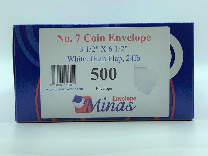 Minas Envelope 500 Minas Envelope Coin/Cash/Small Parts #7 White Envelopes, 3-1/2" X 6-1/2", 24lb, 500/box - Image 4
