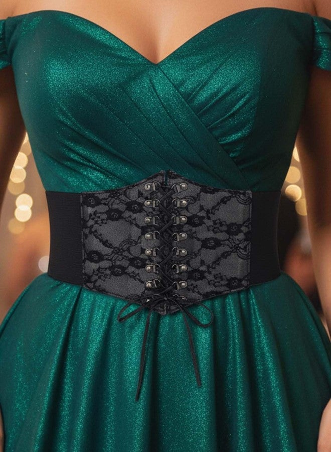 Urieo Black Corset Belt, Lace up Pirate Dress Costume Waist Cincher Belts for Women - Image 3