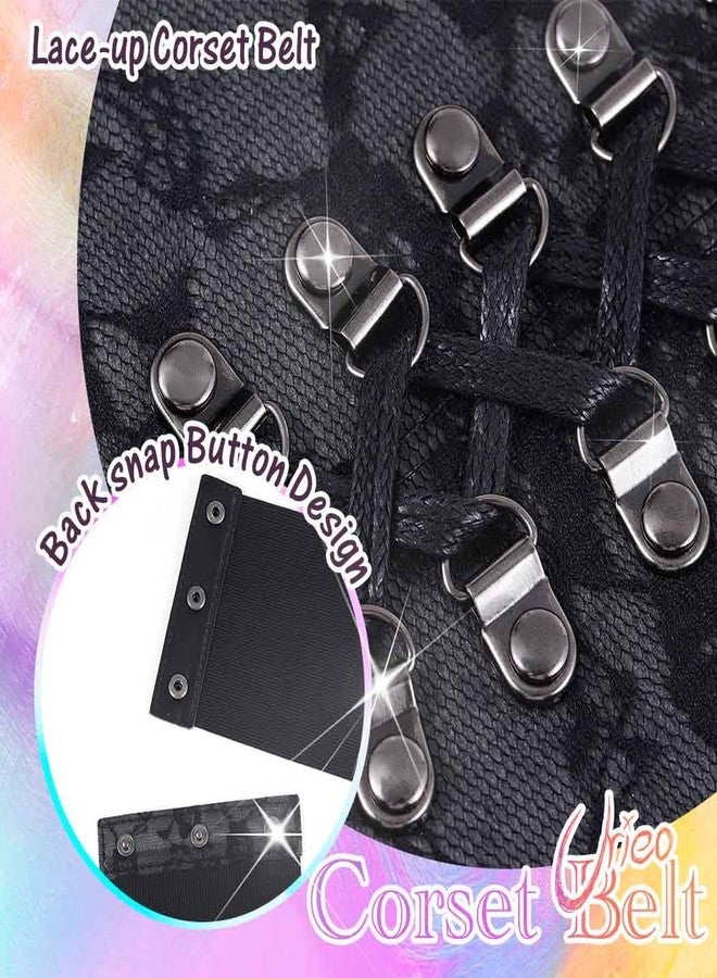 Urieo Black Corset Belt, Lace up Pirate Dress Costume Waist Cincher Belts for Women - Image 2