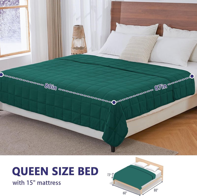 yescool King Size Weighted Blanket for Adults (30 lbs, 80” x 87”, Dark Green) Cooling Heavy Blanket for Sleeping Perfect for 290-310 lbs, Breathable Blanket for Adults & Couple All Season, Machine Washable - Image 2