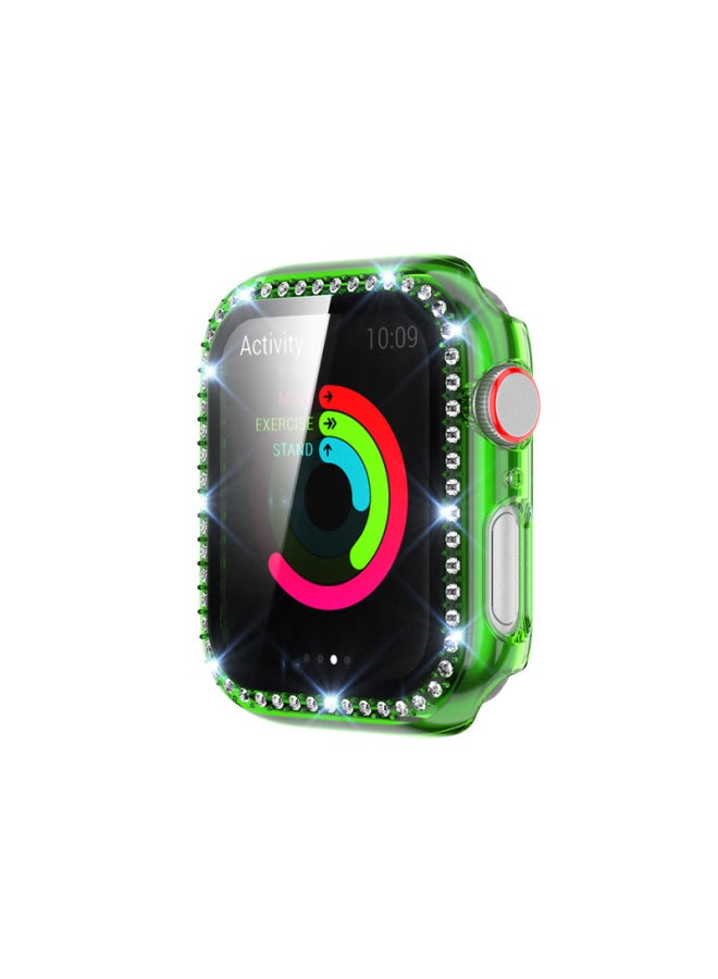 For Apple Iwatch7 Generation Diamond Encrusted Protective Shell For Apple 5/6 Generation Candy Transparent Color PC Tempered Film One-piece Shell-Color:Transparent Blue-Exterior Dimension:42mm - Image 3